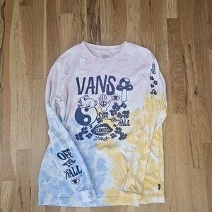 Vans Women's Tie-Dye Long Sleeve Tee - Blue, Yellow, Pink